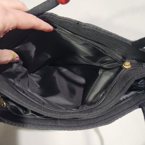 Colorful Embroidered Clutch Purse 2 Zip Pouches Florals Design Beaded Handle - Picture 6 of 7